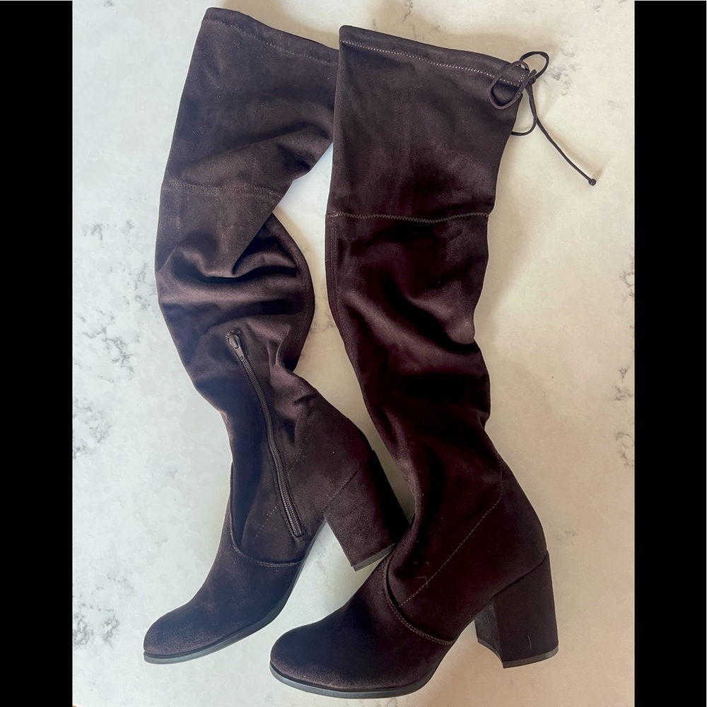 UNISA DEDRII FAUX SUEDE OVER-THE-KNEE BOOT-dark brown